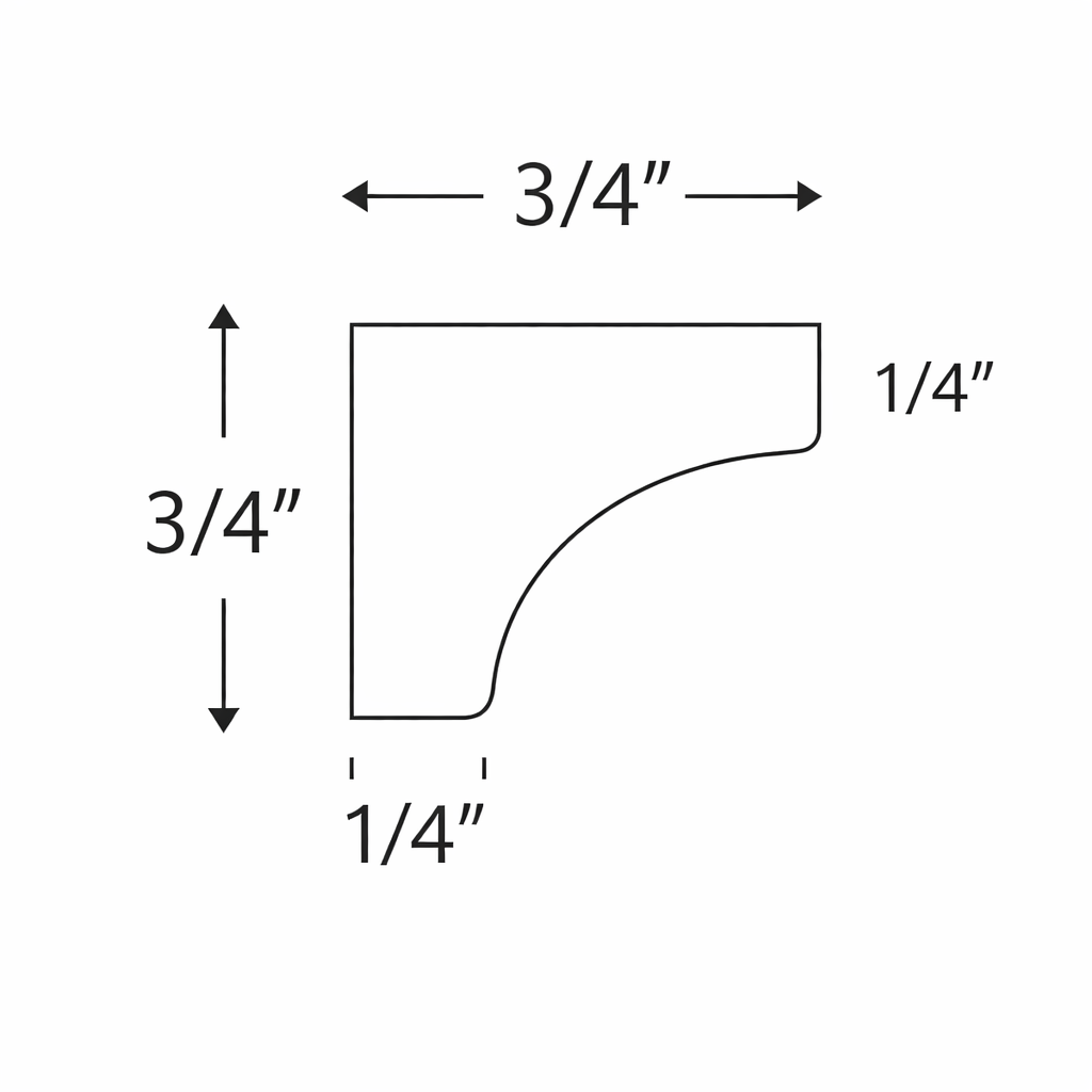 Cove Moulding (3/4" Wide, 96" Tall, 3/4" Thick, Cove Moulding)