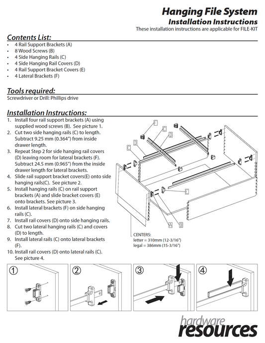 Grey Hanging File Kit (Shipped Separately)