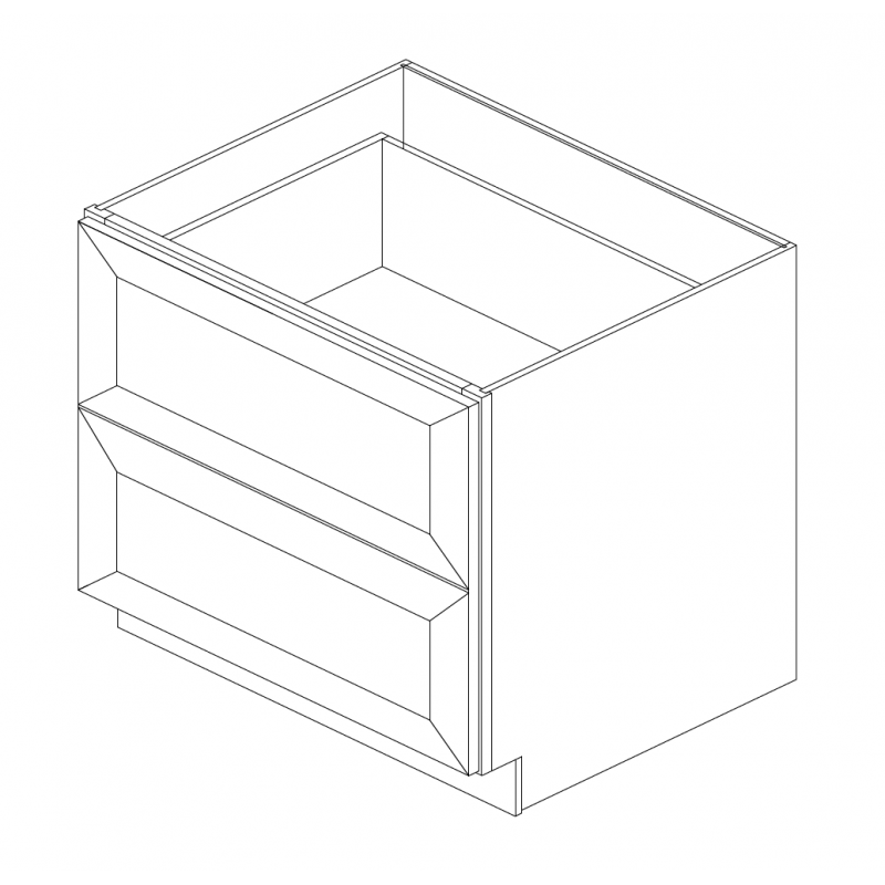 Twenty four inch drawer base cabinet with two drawers