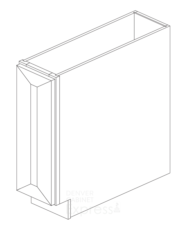 Nine inch base cabinet with one door and no drawers