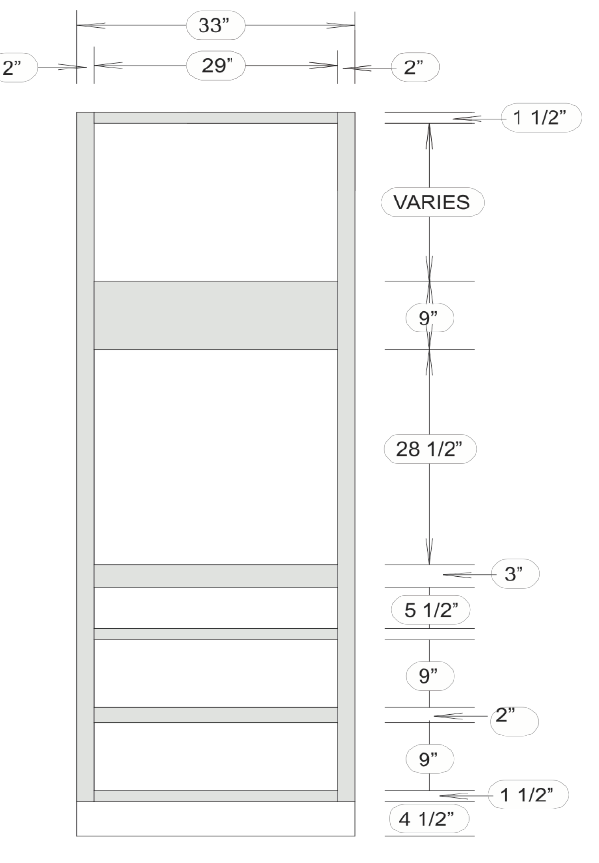 OC339624 (33" Universal Oven Cabinet, 96" Tall)
