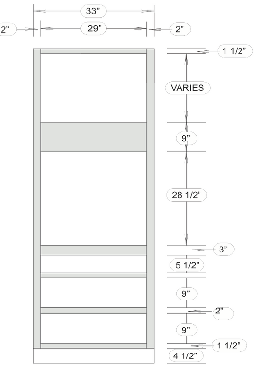 OC339624 (33" Universal Oven Cabinet, 96" Tall)