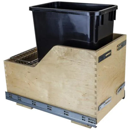 Single 35 Quart Wood Bottom-Mount Soft-close Trashcan Rollout for Door Mounting, Includes One Black Can for B15 (Shipped Separately)