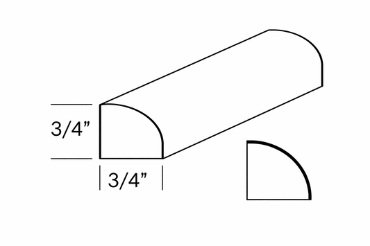 QRM8 (3/4" Wide, 96" Tall, 3/4" Thick, Quarter Round Moulding)