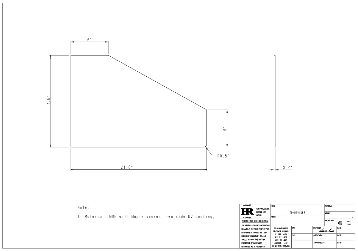 11-3/4" Wide, 24" Deep Wooden Tray Divider Kit (Shipped Separately)