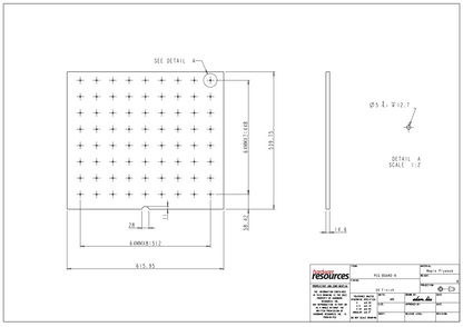 24" Peg Board Drawer Insert with 9 Pegs Kit (Shipped Separately)