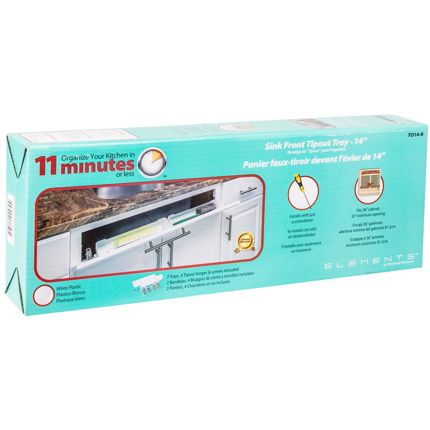 14-13/16" Plastic Tip-Out Tray Kit for Sink Front