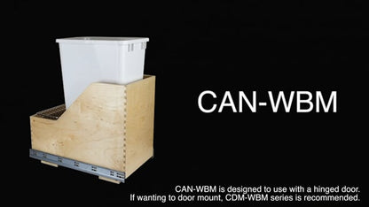 Double 35 Quart Wood Bottom-Mount Soft-close Trashcan Rollout for Hinged Doors, Includes Two Black Cans for B21 CAN-WBMD3518B (Shipped Separately)