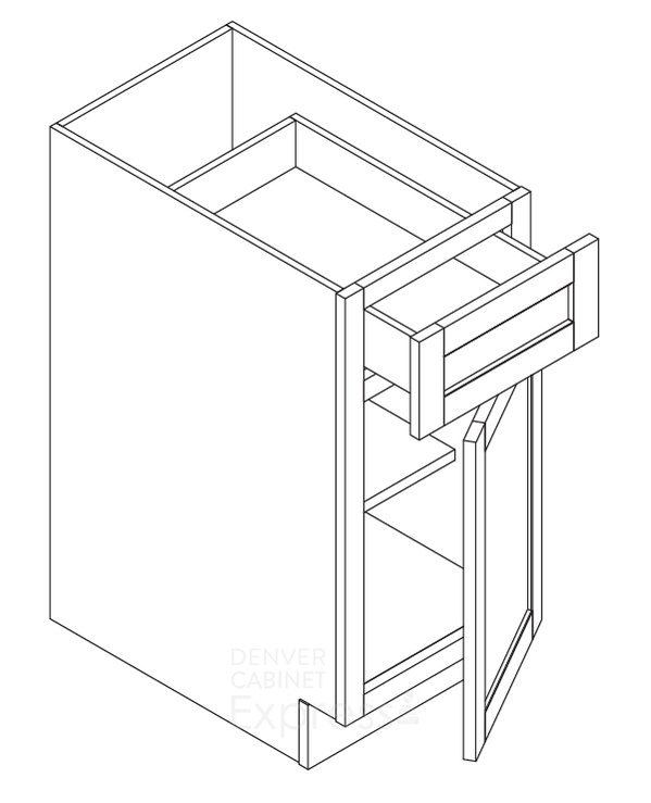 Eighteen inch base cabinet with drawer and door