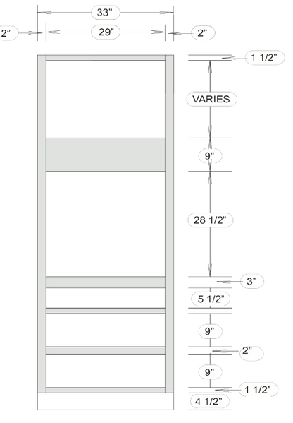 OC338424 (33" Universal Oven Cabinet, 84" Tall)