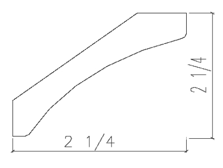 SCM2 1/4" (96" Wide, 2 1/4" Tall, 2 1/4" Projection, Shaker Crown)