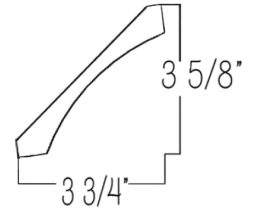 SCM3 5/8" (96" Wide, 3 5/8" Tall, 3 3/4" Projection, Shaker Crown)