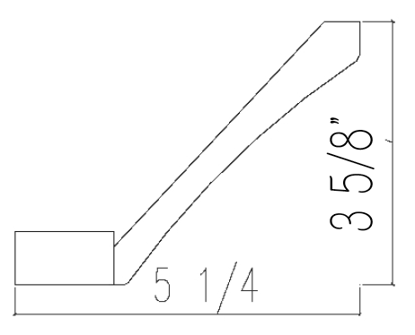 SCM3 5/8-HEEL (96" Wide, 3 5/8" Tall, 3 3/4" Projection with Heel, Shaker Crown)