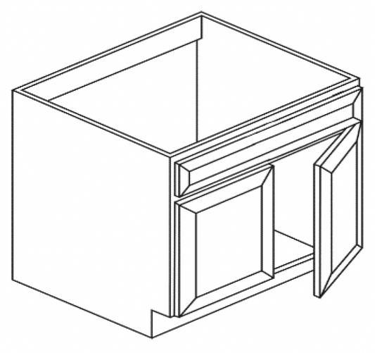 Thirty inch sink base with drawer front nailed shut and two doors