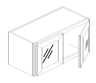 W2415GD (24" Wide, 15" Tall, Glass Door Wall Cabinet)