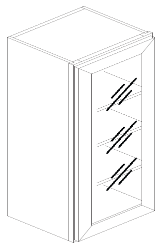 W1542GD (15" Wide, 42" Tall, Glass Door Wall Cabinet)