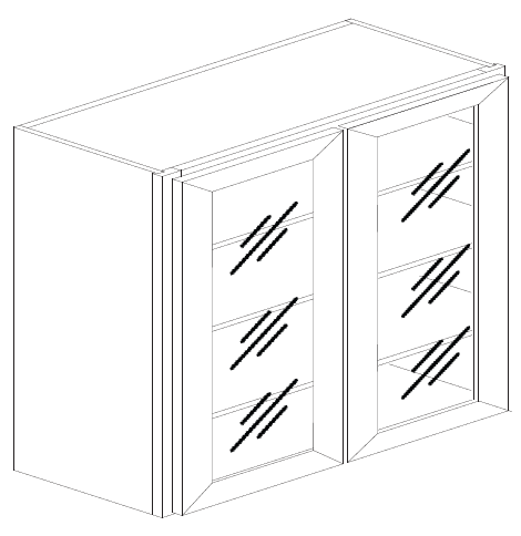 W2442GD (24" Wide, 42" Tall, Glass Door Wall Cabinet)